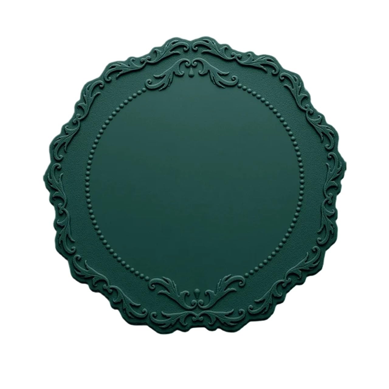 4pcs Silicone Placemat Round Flower Coffee Dinner Table Mat Embossed Pink Coaster Heat Resistant Kitchen Tableware Dining For Kitchen Dining Tables(Green)