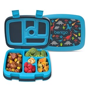 Bentgo Kids Prints Leak-Proof, 5-Compartment Bento-Style Kids Lunch Box – Ideal Portion Sizes for Ages 3-7, Durable, Drop-Proof, Dishwasher Safe, & Made with BPA-Free Materials (Dinosaur)