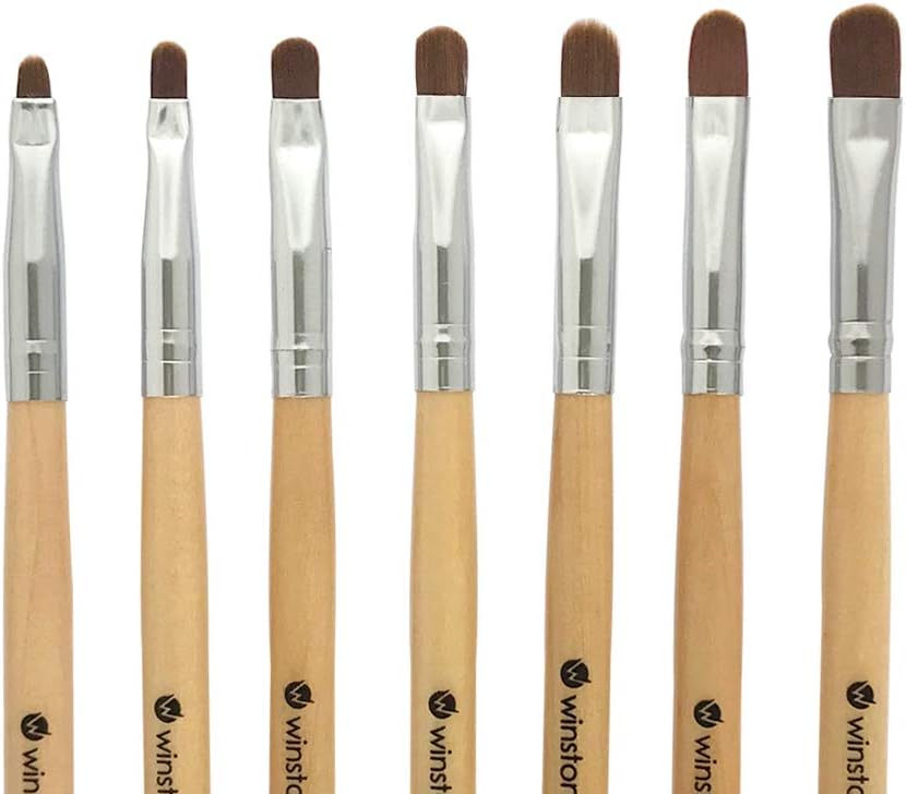 Winstonia Wooden Allure’ Nail Art Acrylic UV Gel Brushes Tools Set Kit Assorted Size Oval by Winstonia