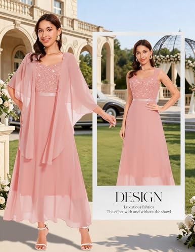 Image of BeryLove Summer Formal Wedding Guest Prom Dresses Sequin Cocktail Evening Lace Elegant Mother of The Bride Dress