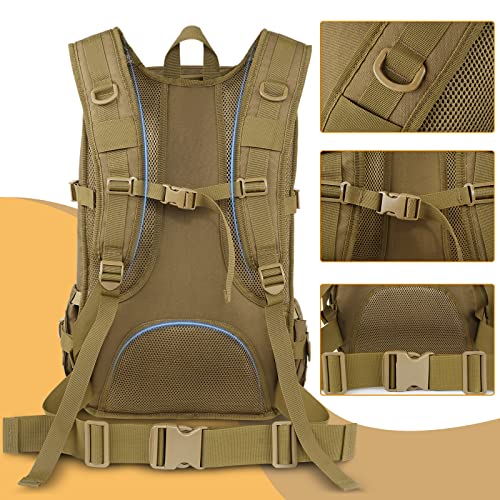 YOREPEK 50L Militär Rucksack, Groß Taktischer Rucksack, Wanderrucksack Herren Bundeswehr Outdoor Arbeit Survival Wasserdicht Travel Assault Tactical Backpack für Trekking Camping Reisen Jagd, Khaki