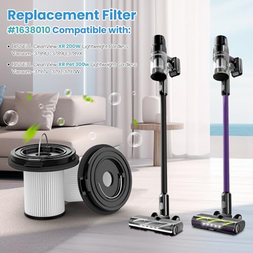 Image of 4PACK Replacement Filter Compatible with Bissell CleanView XR 200W / CleanView XR Pet 300w / Powerlifter Turbo Cordless Stick Vacuum Cleaner 3789,3789U,3789X,3797,3797V,3797W, Replace #1638010
