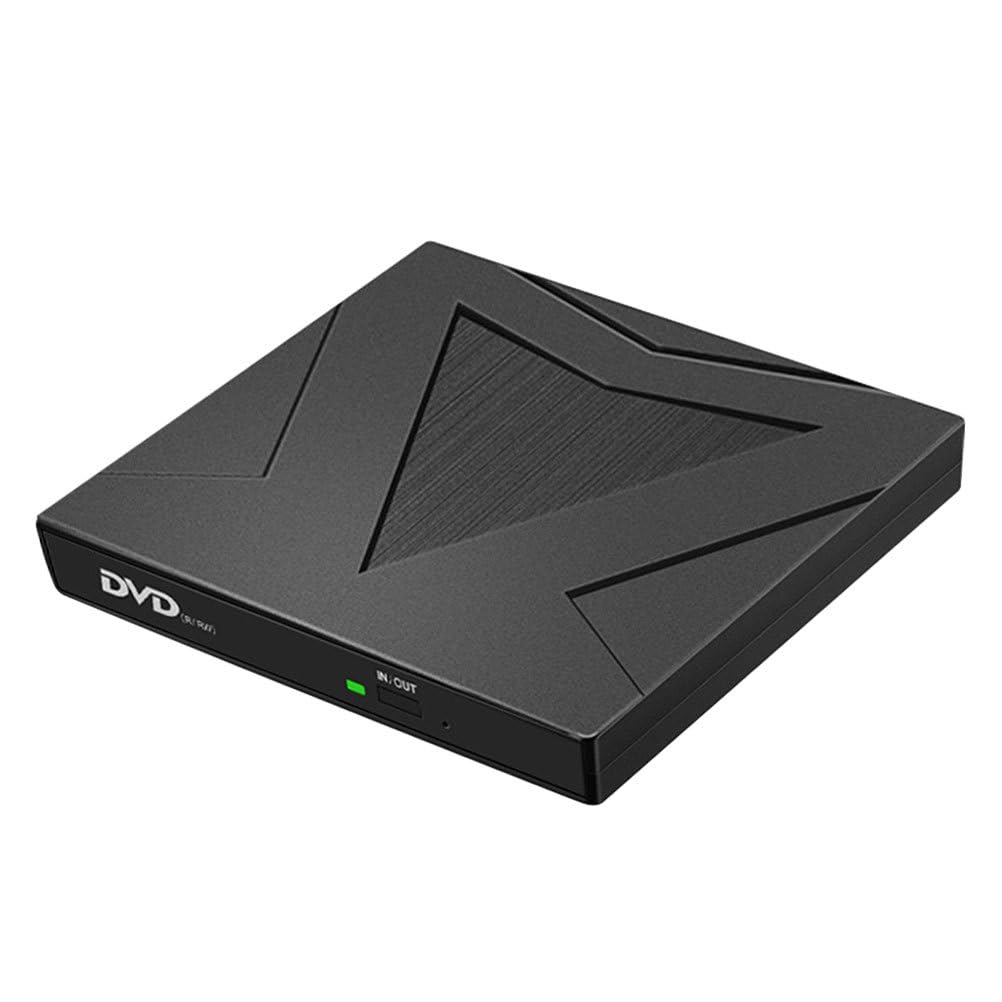 PHENOFICE 外付けドライブ 車用ポータブルdvdプレーヤー トップ用の外付け Dvd プレーヤー リーダー 車用usb Cdプレーヤー 車用プレーヤー Black 金属