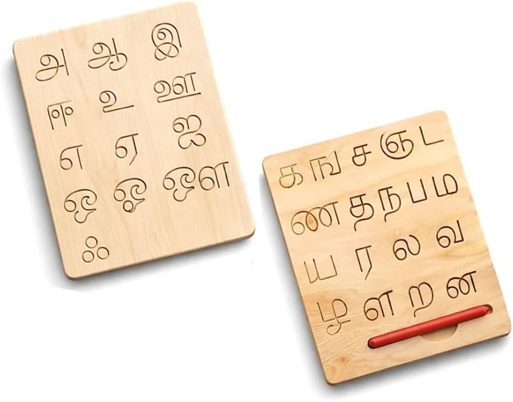 IYALHUB Tamil Alphabet Wooden Tracing Board for Kids | Double-Sided Uyir & Mei Ezhuthukkal | Montessori Learning Toy | Reusable Wooden Handwriting Practice Board for Toddlers & Preschool-image-49