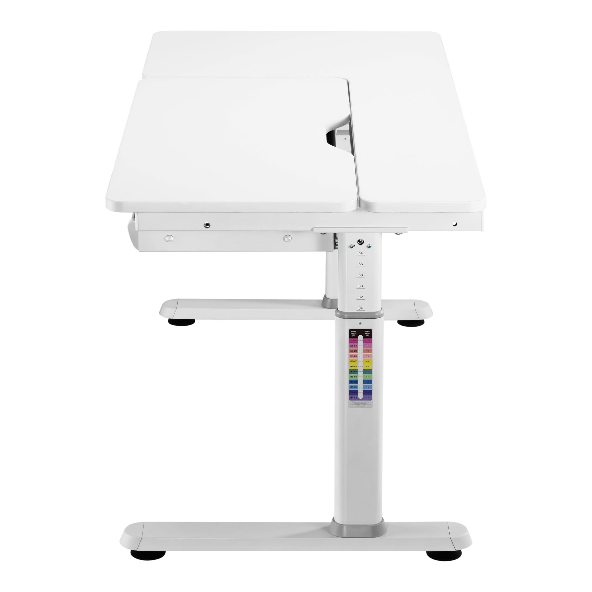 [en.casa] Schreibtisch Kinder Sauda Kinderschreibtisch höhenverstellbar 120 x 60 cm Schülerschreibtisch mit neigbarer Tischplatte und 2 Schubladen Grau/Weiß