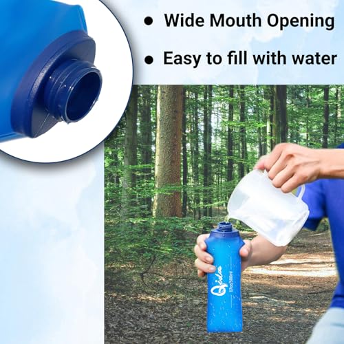 2PCS Soft Water Bottle, 17oz/500ml TPU Collapsible Flask Foldable Bottles for Hydration Pack, BPA-Free Soft Flasks Handheld Soft Flask Running Bottle for Running Hiking Cycling Climbing Traveling - Image 5