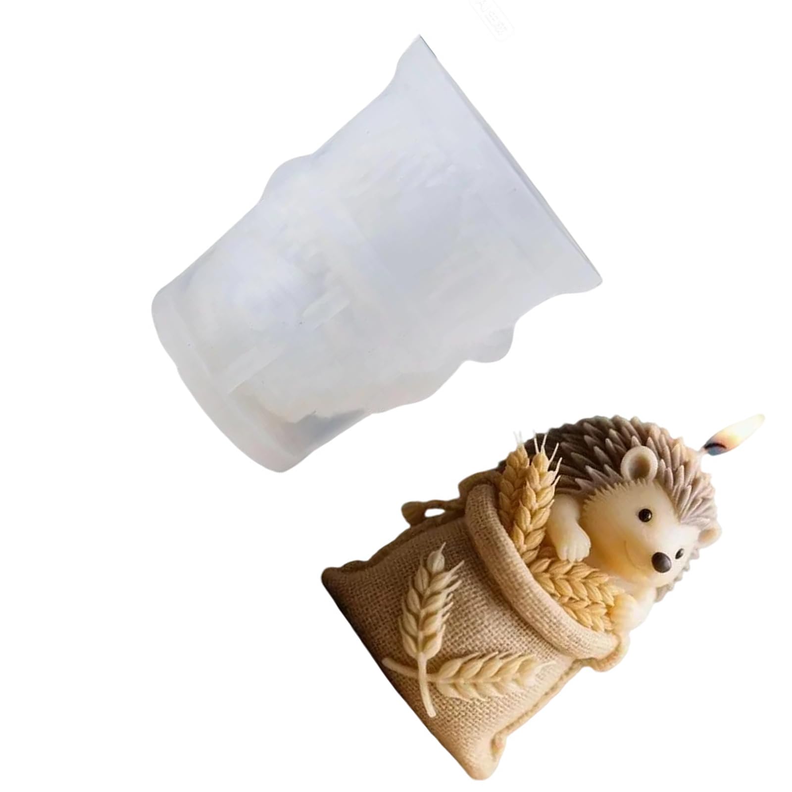 Kalttoy Silicone Mold for Making Scented Soap Chocolate with Hedgehogs and Wheat Bag Shape Easy Releases Design Baking Mold