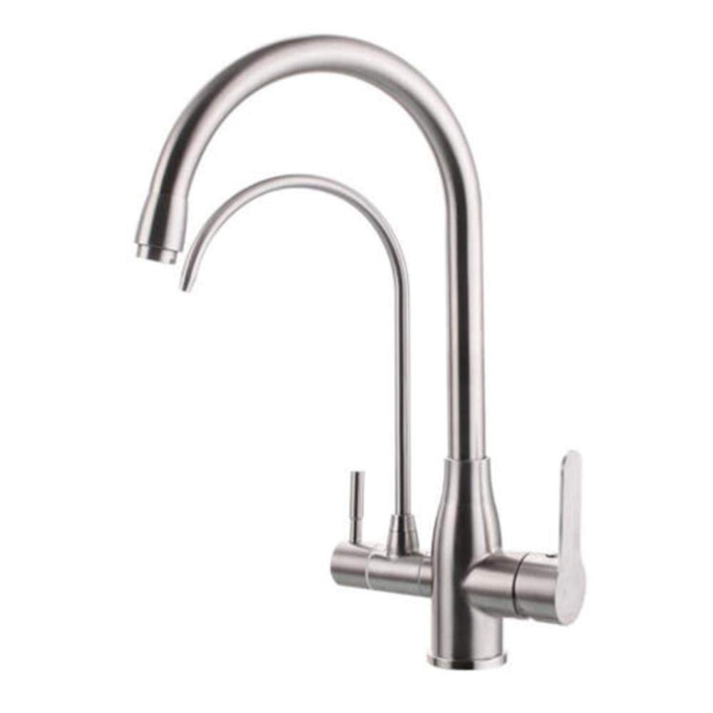 Robinet cuisine 3 voies eau potable mitigeur orientable 360 inox noir