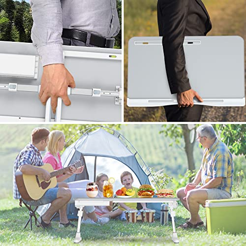 Hetthi Bed Desk For Laptop, Adjustable Laptop Desk With Foldable Legs Storage Drawer Tablet Slot Removable Stopper, Portable Lap Desk For Writing Working Reading Eating (Large, Gray) #TOP5