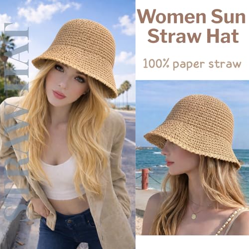 Sombrero de playa plegable tipo bucket para mujer miniatura 5