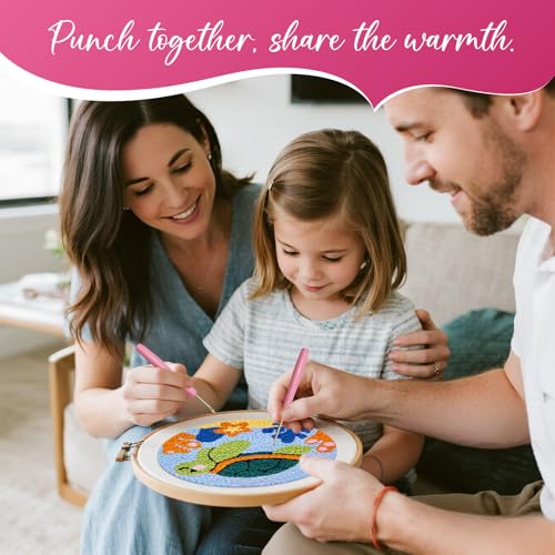 Image of Punch Needle Kit for Beginner, 2-Pack Turtle & Sea Horse Punch Embroidery Starter Set with Instructions - Yarn Needle Punch Craft for Xmas Gift Idea & Home Wall Decor