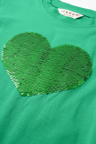 Image of Girls' Short Sleeve T-Shirt with Sequin Heart Design, Yellow