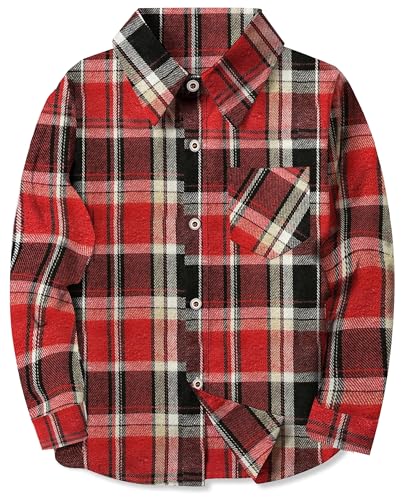 Image of SELINK Girls Long Sleeve Flannel Buffalo Plaid Button Down Shirt