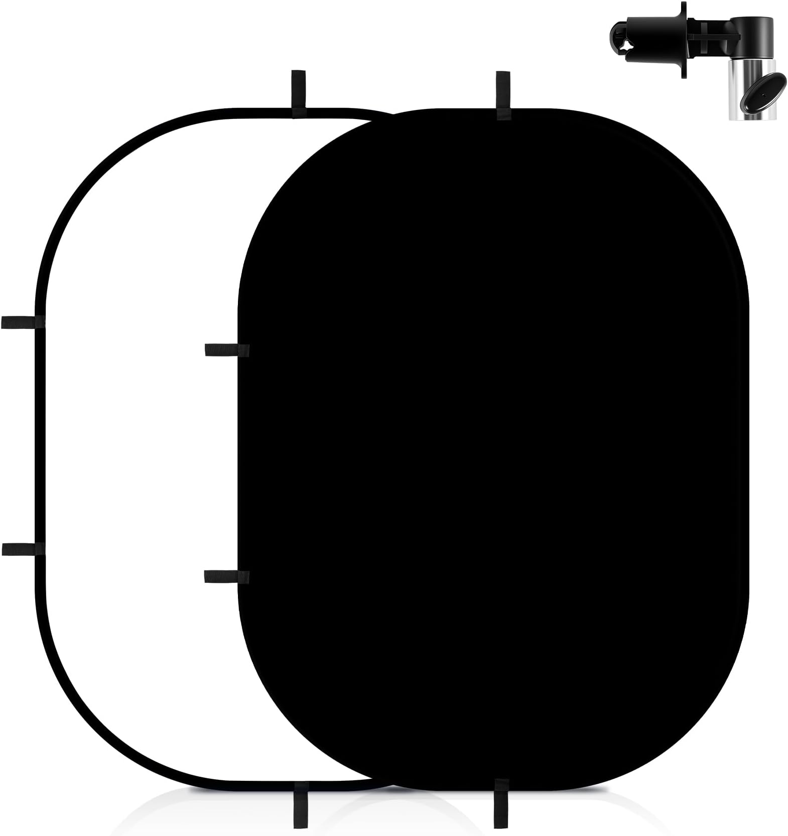 3x5ft Black White Background for Portrait and Headshot Photography | Muslin Pop-Up Collapsible Backdrop 2-in-1 Self Tape Backdrop with Clip and Carry Bag