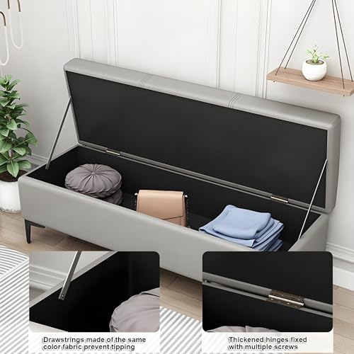 Banc de rangement coffre gris clair pour éliminer le désordre - 5
