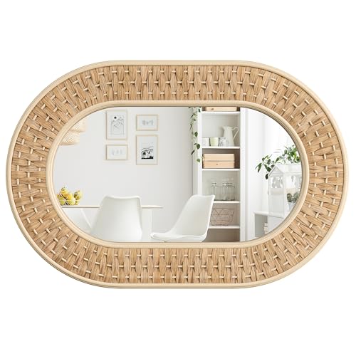 Barnyard Designs Woven Rattan Bathroom Mirror - Rustic Farmhouse Style