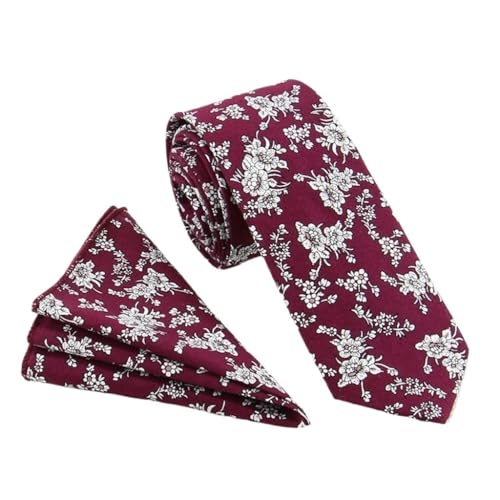 Corbata estrecha casual de algodón con estampado floral miniatura 1