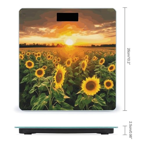 Báscula digital para baño con diseño girasol y cinta métrica miniatura 2