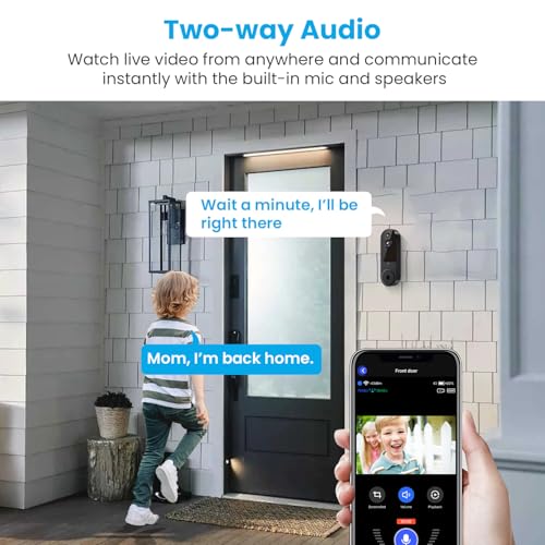 1080p Wireless Video Doorbell Camera, AI Human Detection, 2-Way Talk, Live View, Night Vision, Cloud Storage, 2.4G WiFi - Additional View