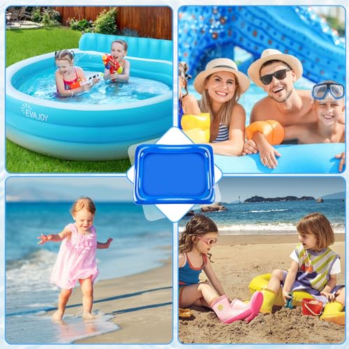 Aufblasbares Pool-Fußbad, 60x45cm Aufblasbares Fußbecken, Aufblasbare Pool Fußwanne mit Ballonpumpe, für Pools Home Spa Schwimmbecken,Whirlpool (Blau)