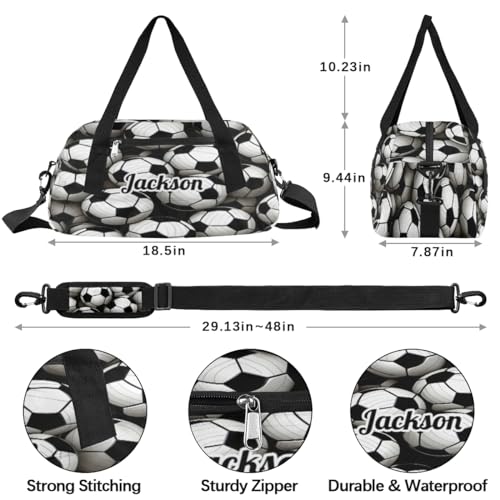 Personalized Custom Kids Duffel Bags, Customized Sports Gym Bag Girls Dance Bag Travel Duffel Bag Overnight Weekender Sleepover Carry On Tote Bag for Boys Girls,Sports Football Soccer4
