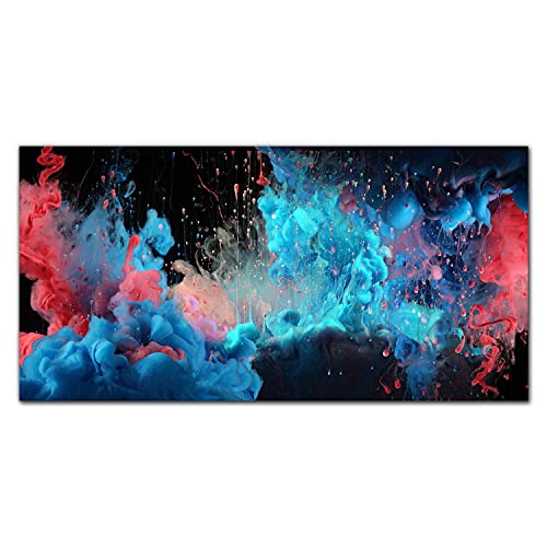 Decoration interieure verre acrylique tableau mural nuages colore 100x50