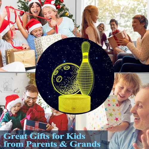 Image of Bowling Night Light, Bowling Gifts 3D Illusion Lamp with 16 Colors Changing, Timer, 4 Flash Modes and Dimmable, Kids Boys Girls Room Decoration, Holiday Xmas Gifts