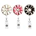 Qinsuee Retractable Badge Holder with Alligator Clip, 24 inch Retractable Cord, ID Badge Reel with Camellia, 3 Pack (Multiple)