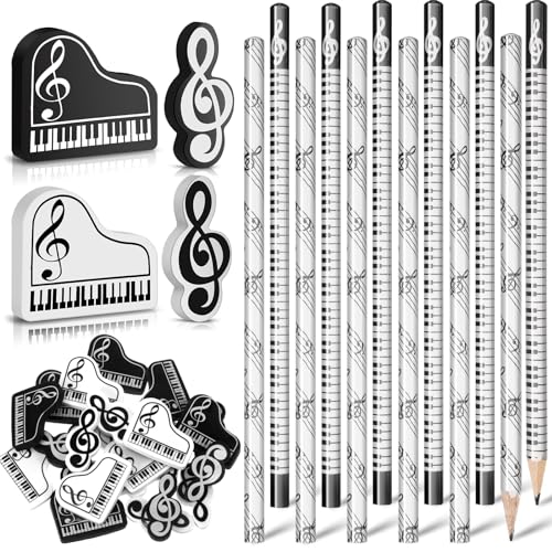 Chivertion 24 Pcs Music Pencils Music Note Pencil and Erasers Piano Recital...