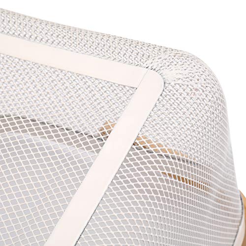 Yopay Mesh Steel Fruit Basket Bin With Wood Handle, White Hanging Storage Organizer, Farmhouse Harvest Gardening Basket For Cabinets, Cupboards, Shelves, Bathroom, Picnic, Shopping #TOP2