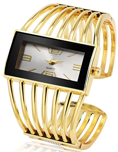 Fashion Cuff Bracelet Watches for Women Luxury Rectangular Dial Analog Quartz Wrist Watch Gifts for Ladies, Gold, (B0993H5KS5) Amazon Price History, Amazon Price Tracker