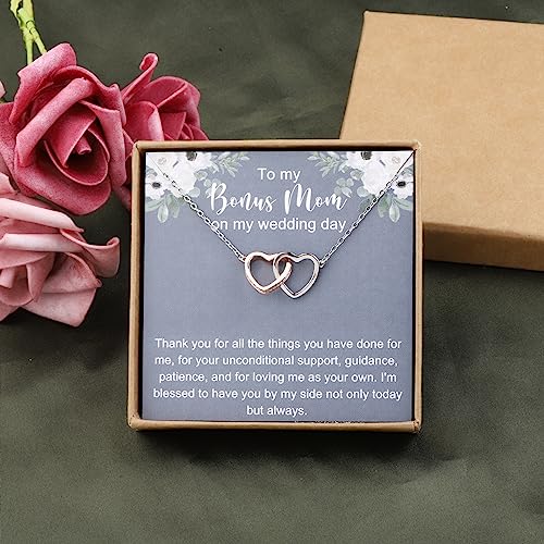 OKEYCH StepMom Stepmother Gift, To My Bonus Mom On My Wedding Day Necklace, BonusMom Gifts from Daughters, UnbiologicalMom Jewelry2