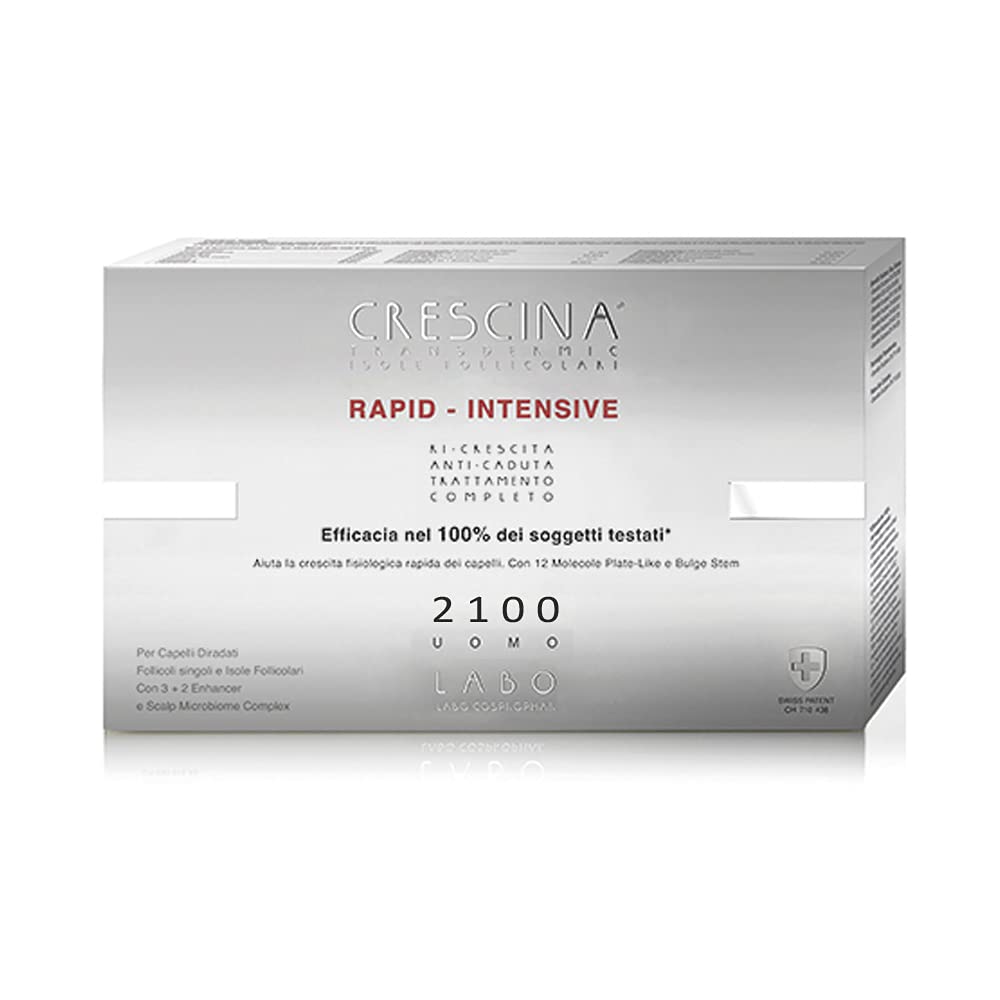 LABO Crescina Transdermic RAPID-INTENSIVE Isole Follicolari 2100 Uomo 20+20 Fiale Trattamento Anticaduta e Ricrescita Capelli