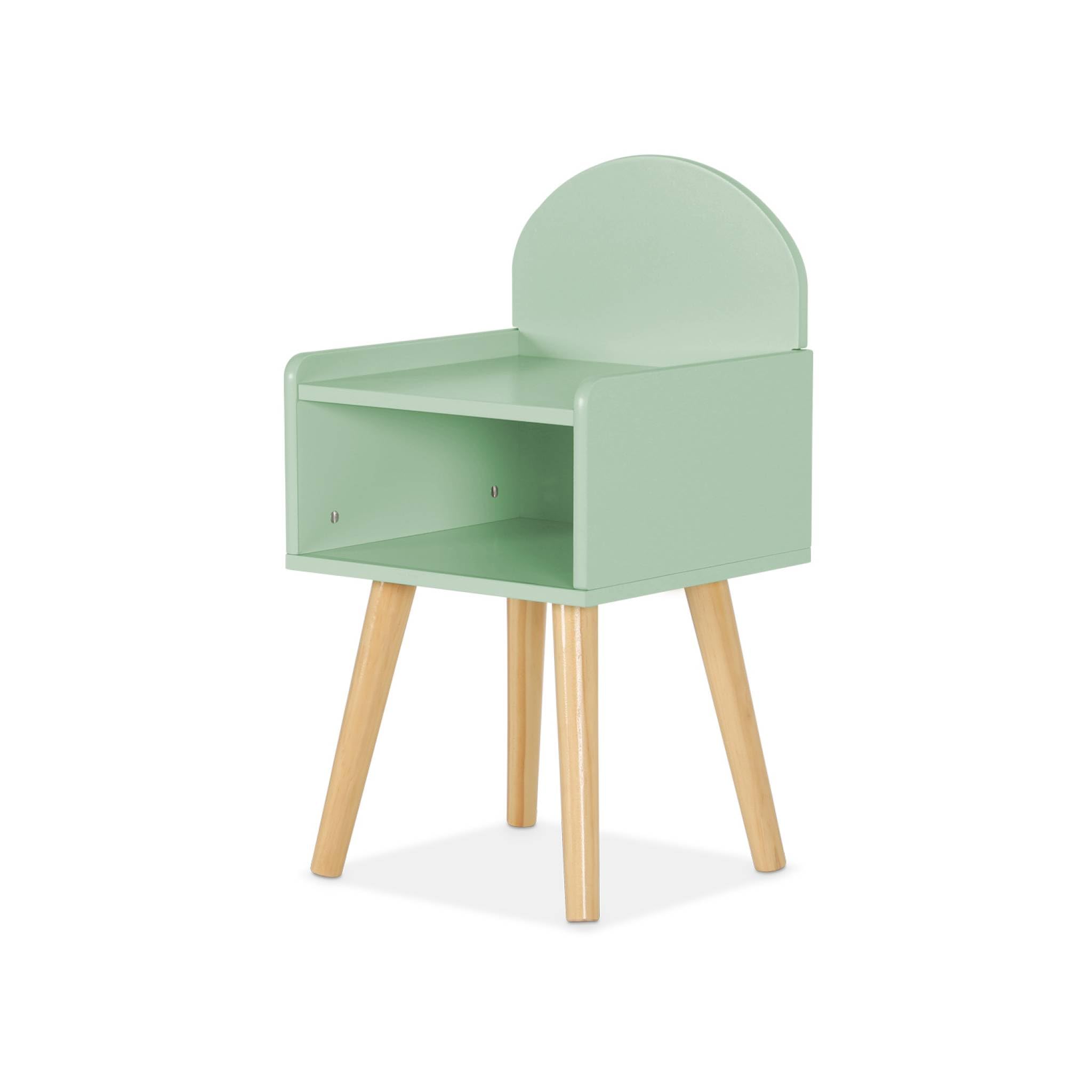 sweeek - Table de Chevet Chambre Enfant. Vert. Pieds en pin