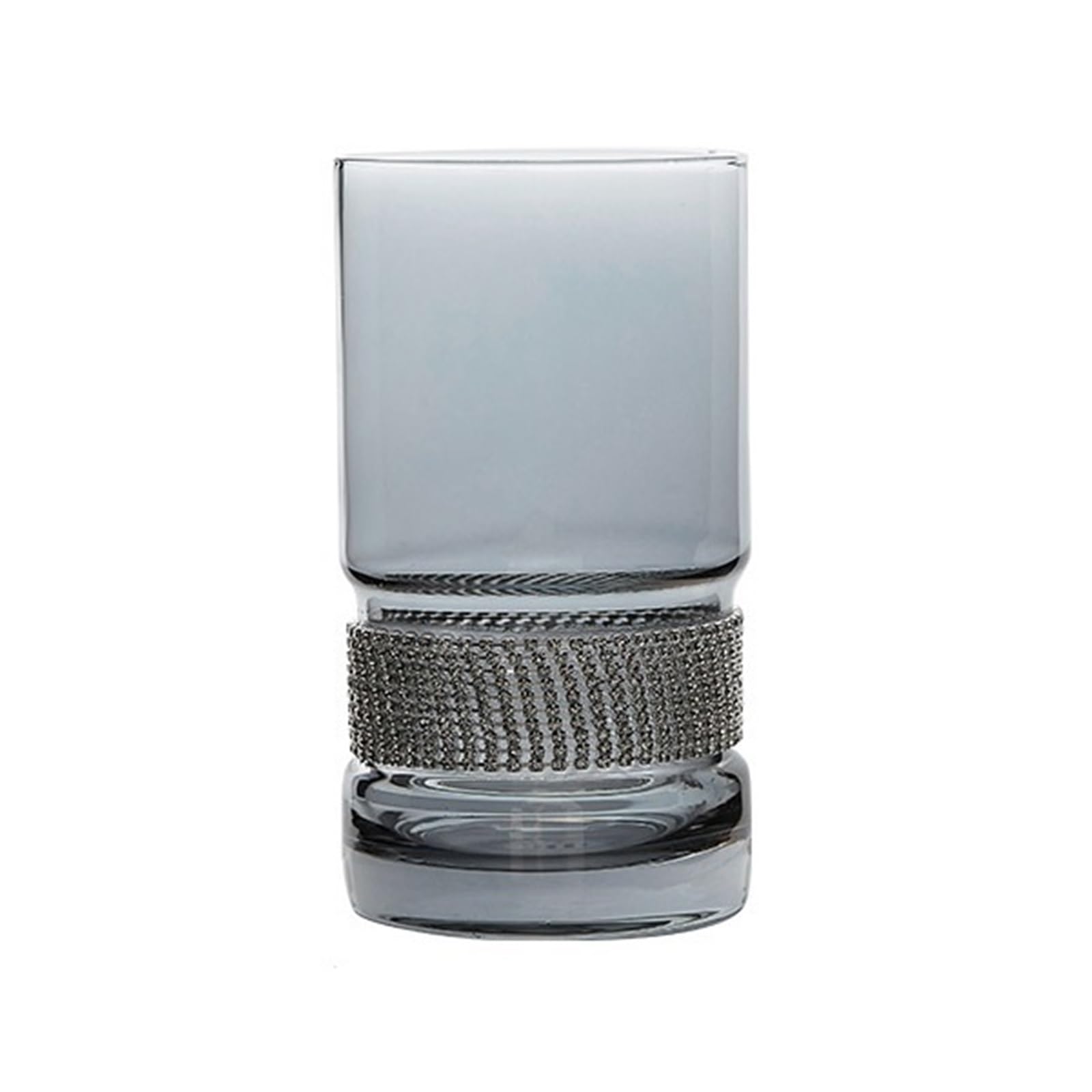 Vaso de whisky de vidrio gris grande con base pesada y diseño sin tallo de lujo