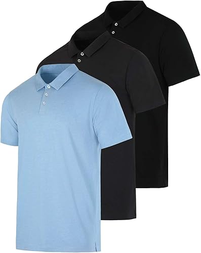 Paquete de 3 Polo de manga corta de algodón para hombre polo transpirable de rendimiento disponible en tallas grandes y altas