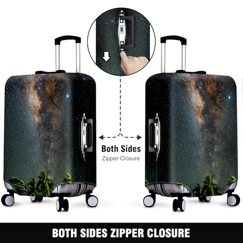 Travel Luggage Cover Suitcase Protector Scratch-Resistant Fit Not Included Suitcase Milky Way In Night Sky Over Coconut Palm Trees S-19-21in2
