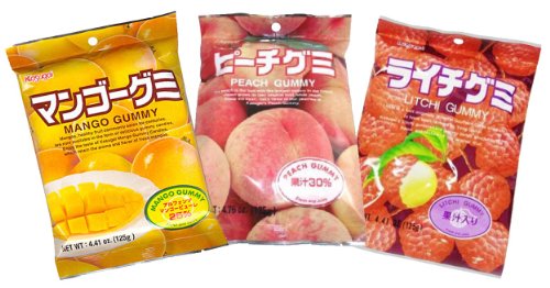 Japanese Fruit Gummy Tripak Sampler - Mango, White Peach, Litchi miniatura 1