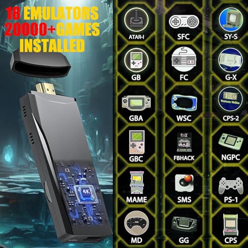 Wireless Retro Game Console Stick 4K with Built-in 8+ Emulators, 20,000+ Games, Hdmi Output & 2.4GHz 2 Remote Gaming Controllers(64G Black) - Image 7