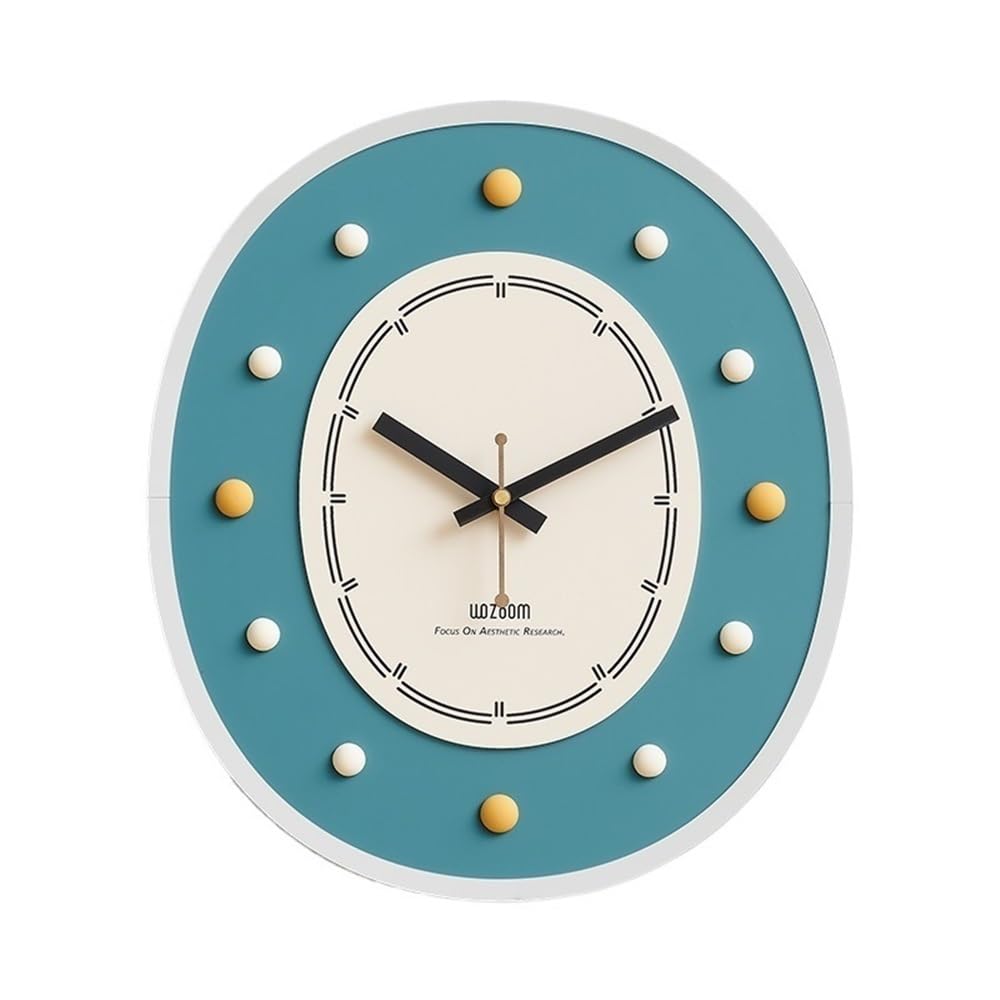 J9V4G6S3B5 Analogue Wall Clock Indoor Decoration Wall Clock Living Room Corridor Study Personalized and Creative Color Modern, 33.5 * 38cm for Room Decoration(Blue)