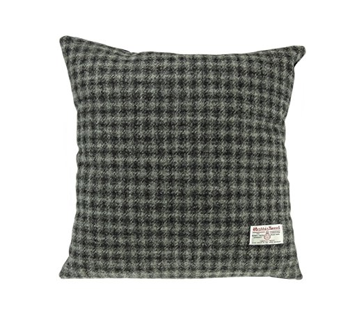 Harris Tweed LB4002 Coussin carré authentique, Harris Tweed, Gris à carreaux Col61., 40 x 40 cm