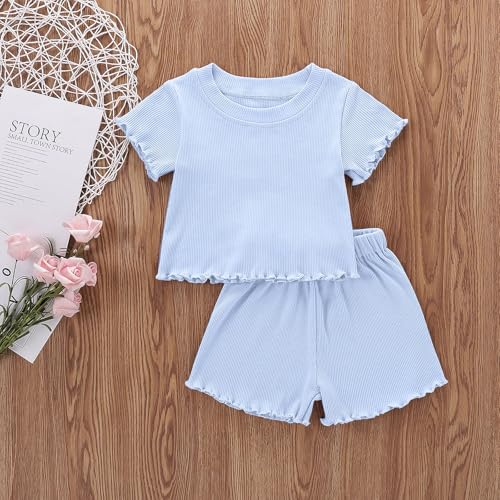 Image of Toddler Girl Clothes Summer Outfit Short Sleeve Shorts Set 12M-5T