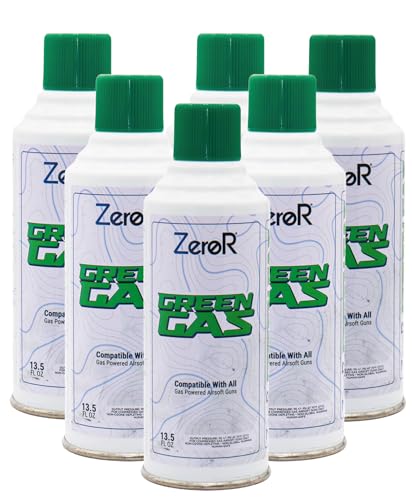 ZeroR Green Gas | Fuel for Airsoft Pistols | 6 Cans - 13.5 fl oz Each (11.8 oz by Total Weight) (6)