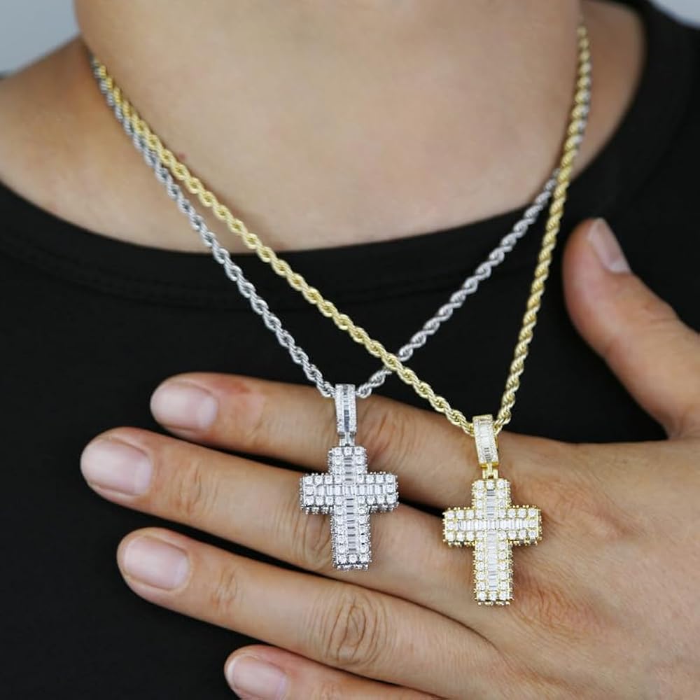 【THE M JEWELERS】THE MINI ICED OUT CROSS PENDANTネックレス 2025 New Iced Out Cross Necklace for Men Women Bling Silver