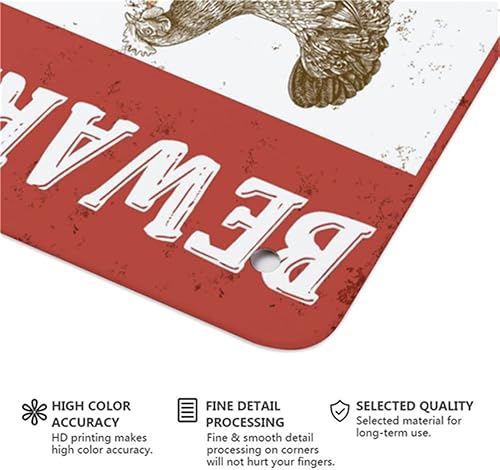 Miniatura 4 de Letrero de metal con texto en inglés "Beware Chickens Shit Everywhere" para uso doméstico, granja o negocios, 8 x 12 pulgadas