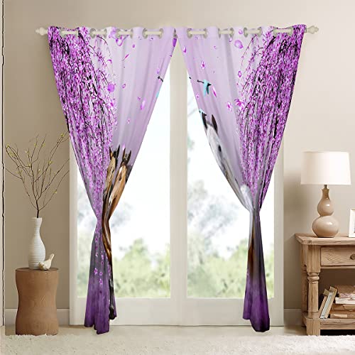 Cortinas de caballo morado lavanda para decorar la sala de estar de las niñas 5