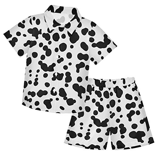 Image of CaTaKu Hawaiian Shirts for Boys 2 Pieces Button Down Shirt Short Sleeve and Short Set Kids Summer Outfits 3-10T