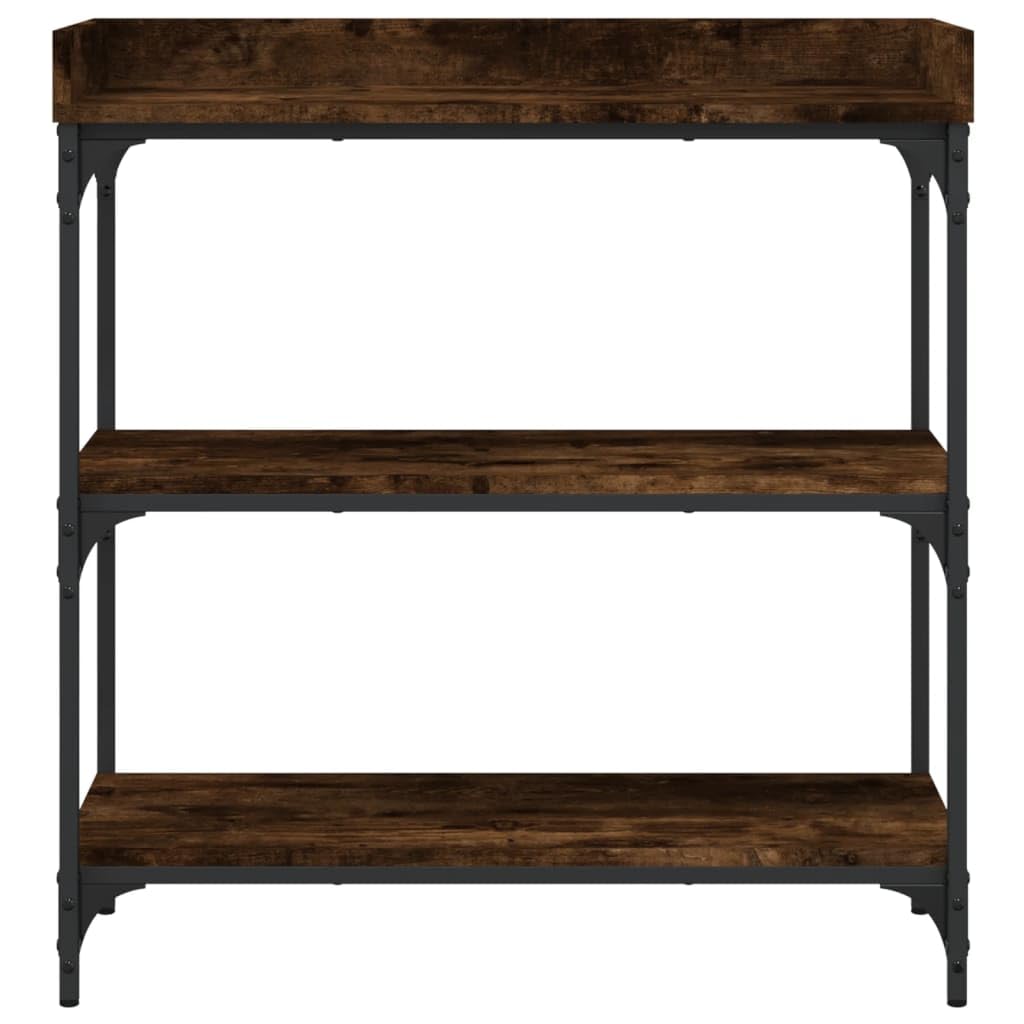 Wandtafel met schappen 100x30x80 cm gerookt eikenkleurig