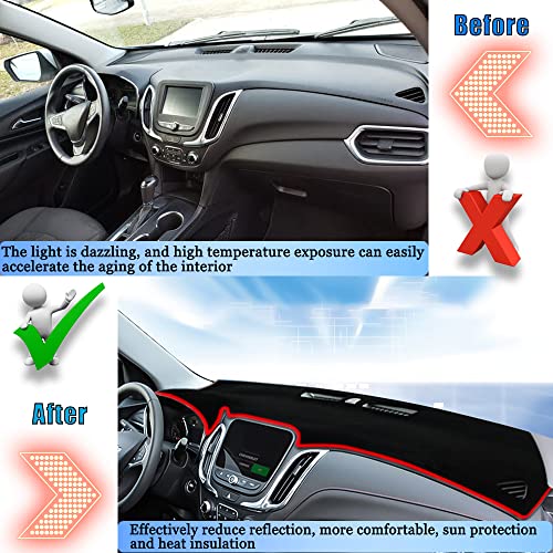 Yofamo Dashboard Cover Dash Cover Mat Pad Carpet Custom Fit For Chevy/Chevrolet Equinox 2018 2019 2020 2021 2022 Accessories Anti-Skid Center Console Protector Cover Mat(Red Edge) #TOP3
