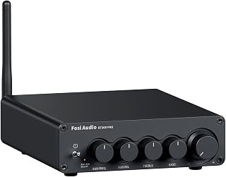 Fosi Audio BT30D Pro 2.1 Bluetooth Subwoofer Amplifier: 165W x2 + 350W TPA3255, Bass/Treble Control for Desktop, Home Theater & Outdoor Speakers